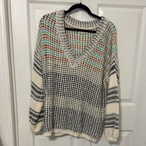 Multicolor Knit V-Neck Sweater